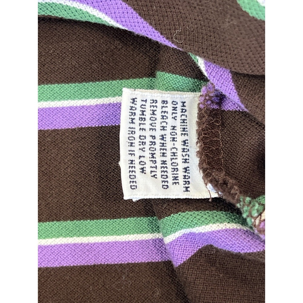 Men's Vintage Polo Ralph Lauren Striped  Polo Shirt Brown‎ Purple Green Size XL - Picture 9 of 10